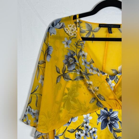 White House Black Market Blouse Yellow Satin Size Small - Picture 2 of 11